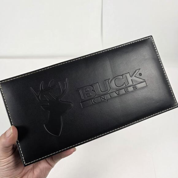 Buck Knives Collectible Felt Lined Presentation Box Only Black Leather - Picture 3 of 10